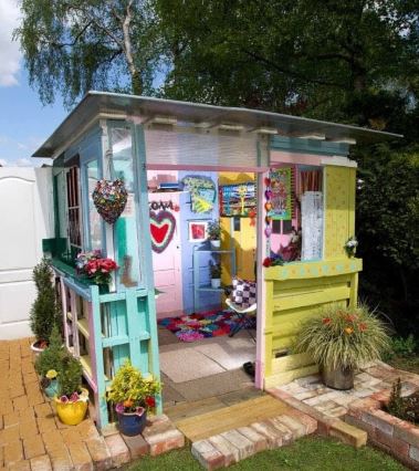 a representation of a colourful she shed design